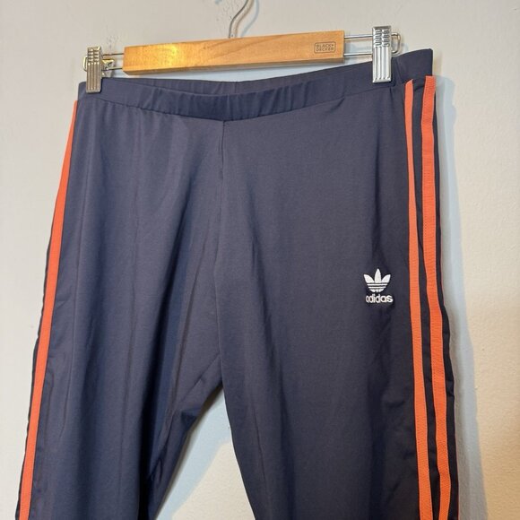 adidas Rare Hard To Find Navy Leggings with Orange Stripes - Picture 3 of 5